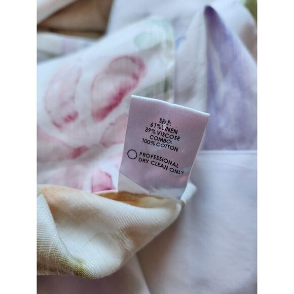 NWD ROSIE ASSOULIN Ebbs and Flows gathered floral linen mini dress Size 2 #2A501 - Picture 10 of 10